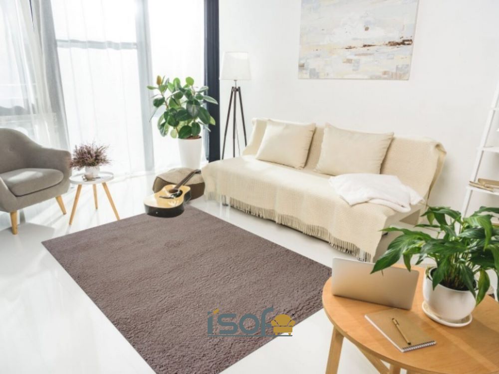 Top 5 chất liệu làm thảm lót ghế sofa rẻ - bền - đẹp I'SOFA STORE Thảm sofa 1 màu đơn giản, sang trọng